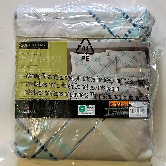 Cuddl Duds Other - New Cuddle Duddl Microfiber Full Sheet Set Icy Blue  & Gray Plaid 4 Pieces (NIP)